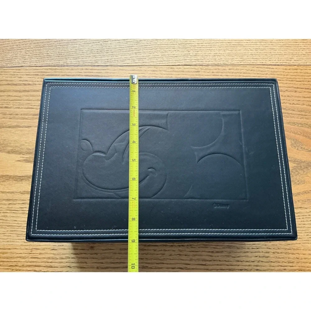 Disney Mickey Mouse Black Leather Jewelry Box Organizer Mirror Lock Key (2)